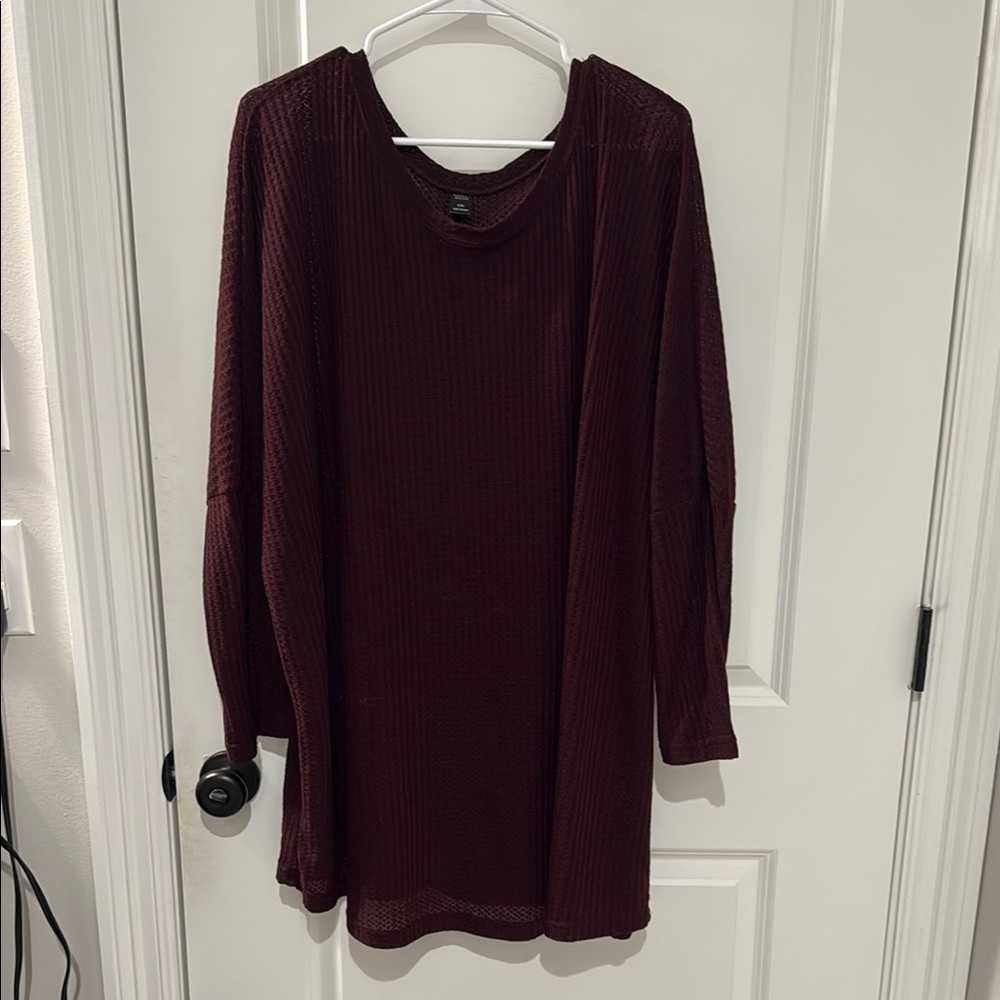 Elegant Burgundy Knit Tunic Top